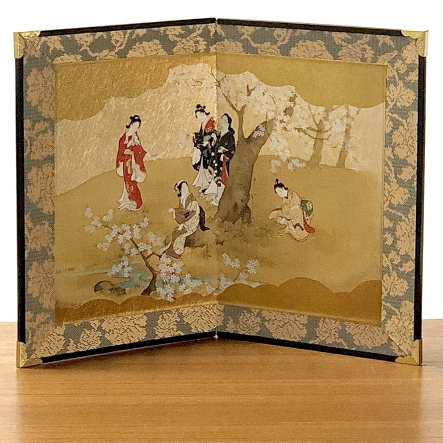 Amazon.co.jp: ミニ屏風 美人画 桜（さくら） 日本の名画屏風 二